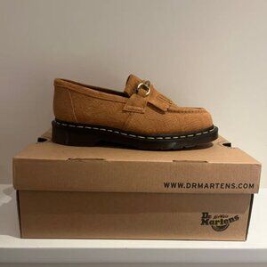 Dr Martens Adrian Snaffle Repello Emboss Suede Kiltie Loafers in AUTUMN SPICE
